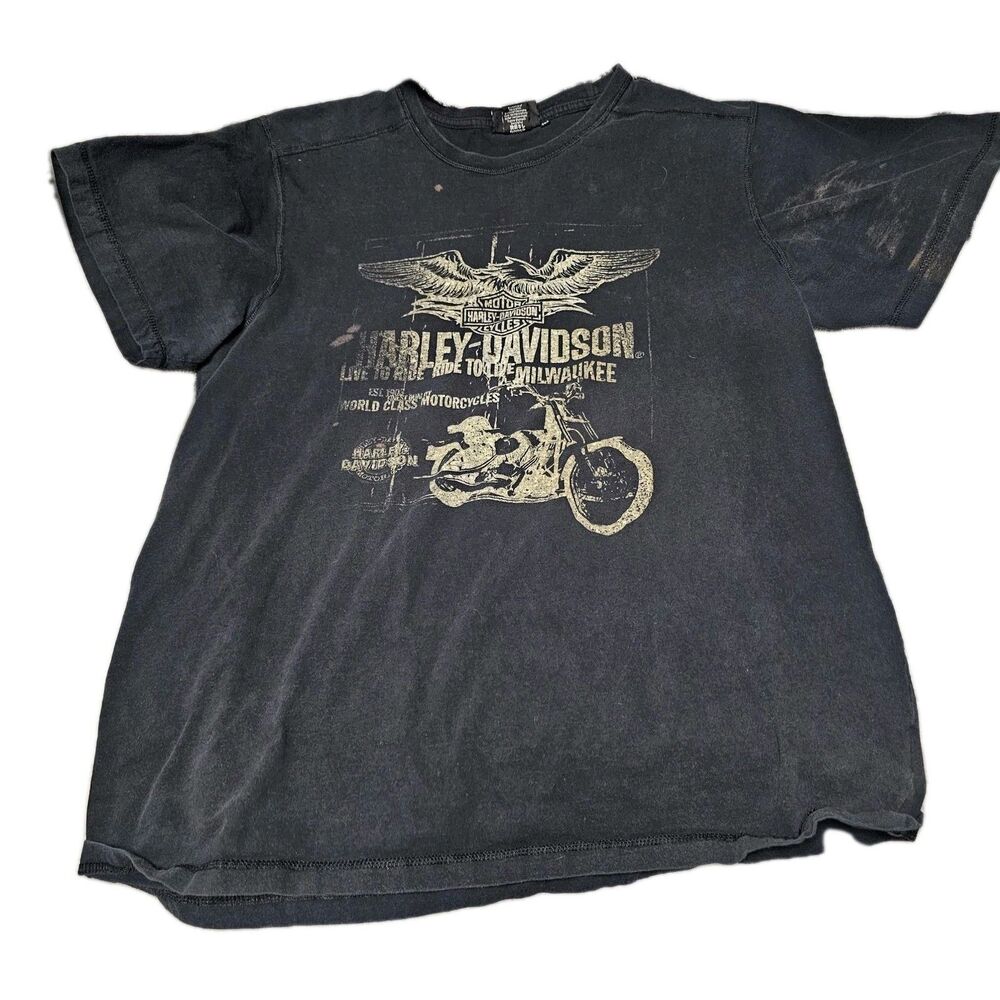 Harley Davidson T-Shirt Live To Ride Ride to Live Black L Mens 2XL
